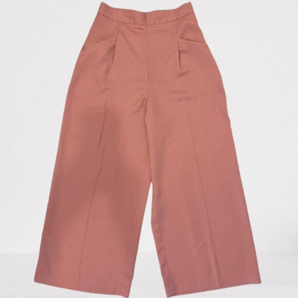 NEW Zara Dusty Rose Pink High Waist Wide Leg Culottes Pants, Size S - Picture 12 of 16